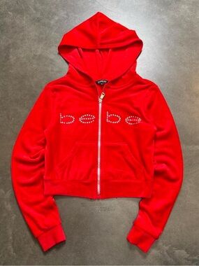 Women’s Cropped Bebe Velour Hoodie Sz XS